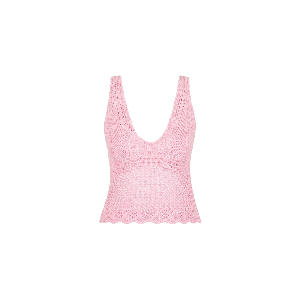 11512: Crochet Knit Cami - Strawberry Glaze