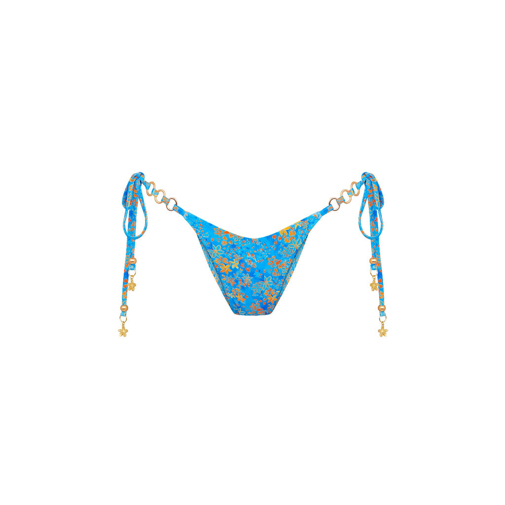 BOT274: Trio Ring Cheeky Tie Bikini Bottom - Cream Soda