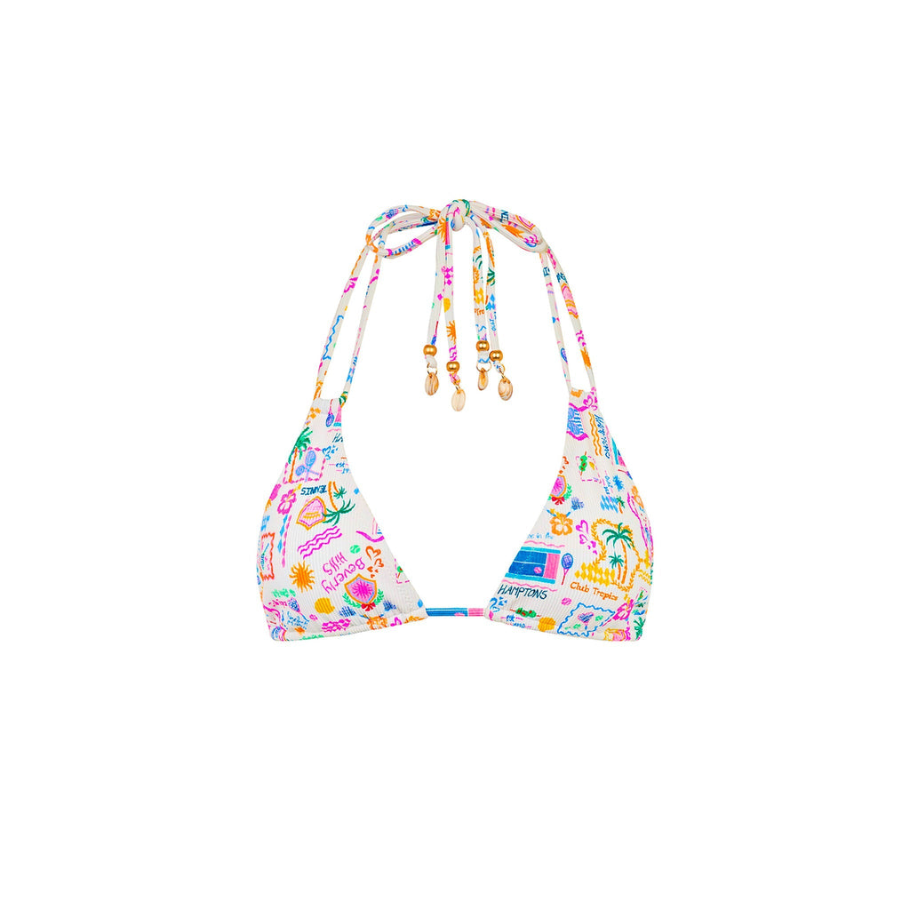 TOP155: Halter Bralette Bikini Top - Coconut Club