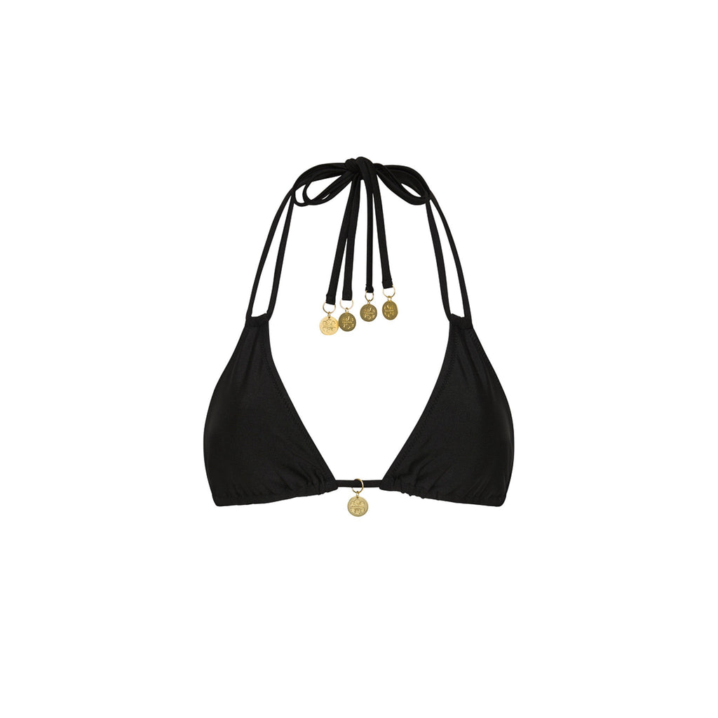TOP155: Halter Bralette Bikini Top - Twilight Black
