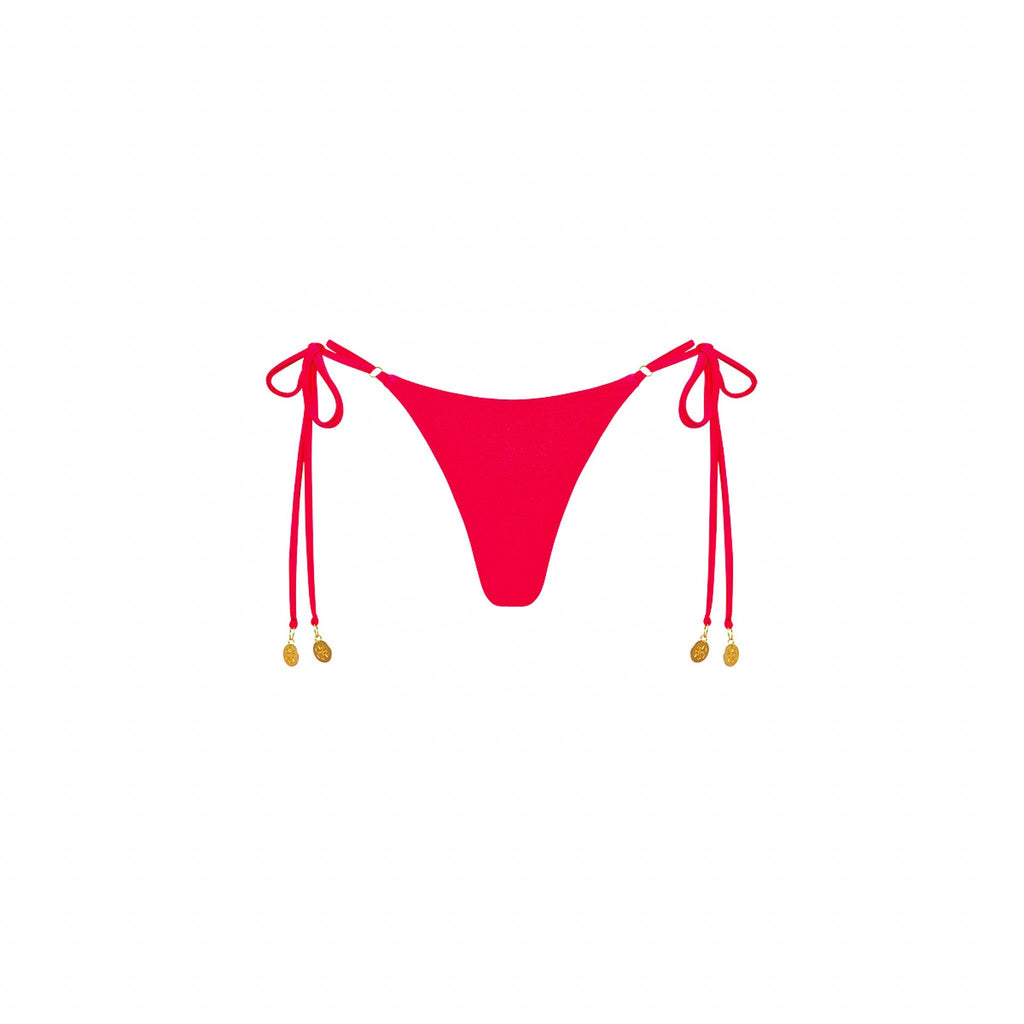 BOT228: Thong Tie Side Bikini Bottom - Cherry Crush