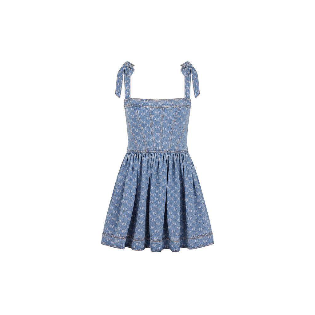 14534: Ruffle Corset Mini Dress - Darling Denim