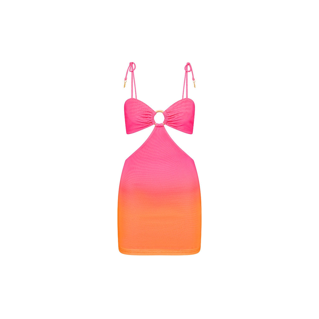 14471: Ring Cut Out Mini Dress - Tropical Heatwave