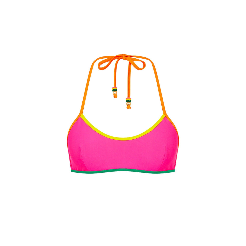TOP222: Bind Halter Crop Bikini Top - Passionfruit Punch