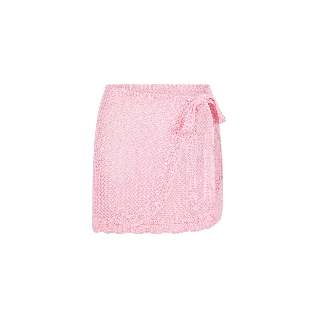 15513: Crochet Knit Mini Sarong - Strawberry Glaze