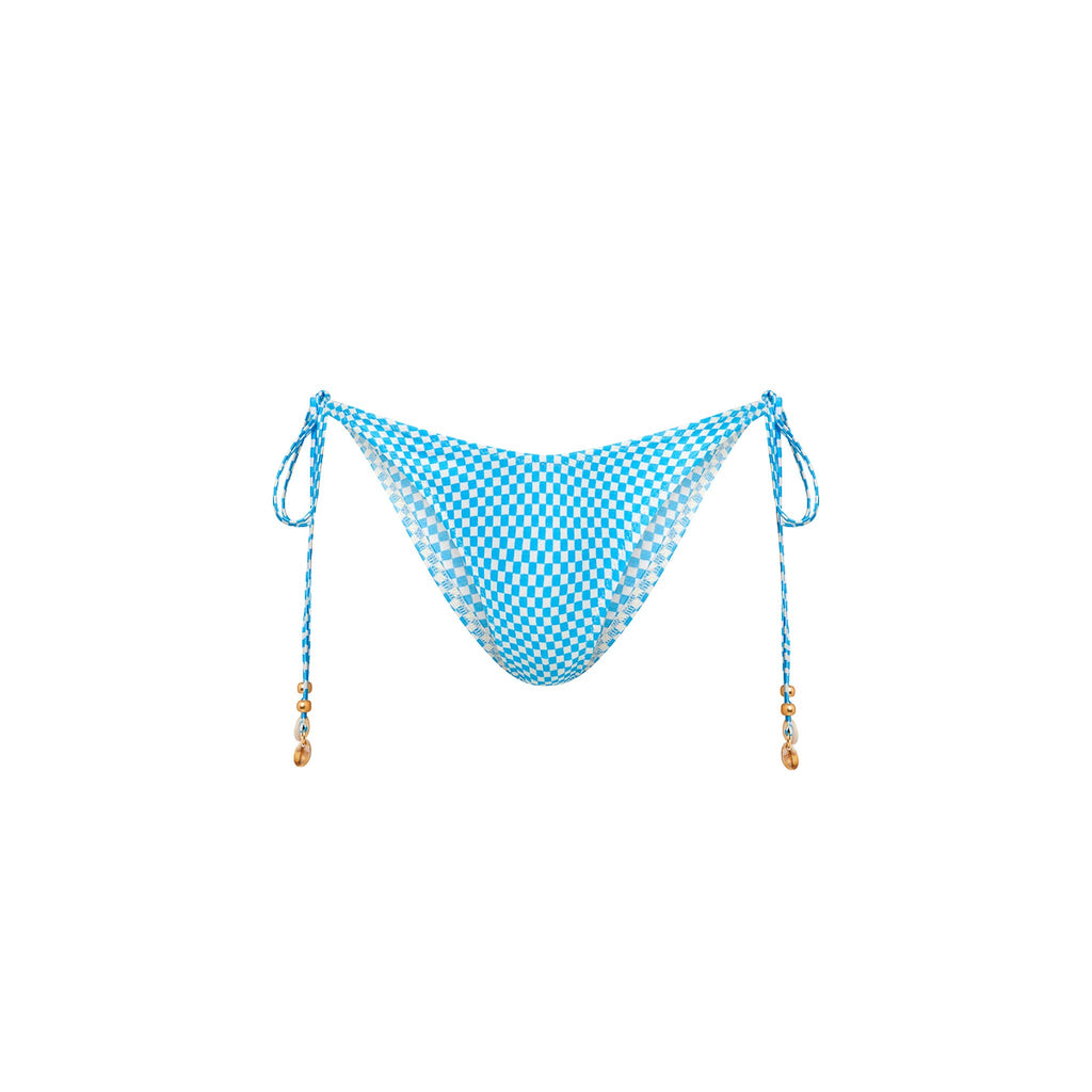 BOT263: Dipped Cheeky Tie Bikini Bottom - Checkmate