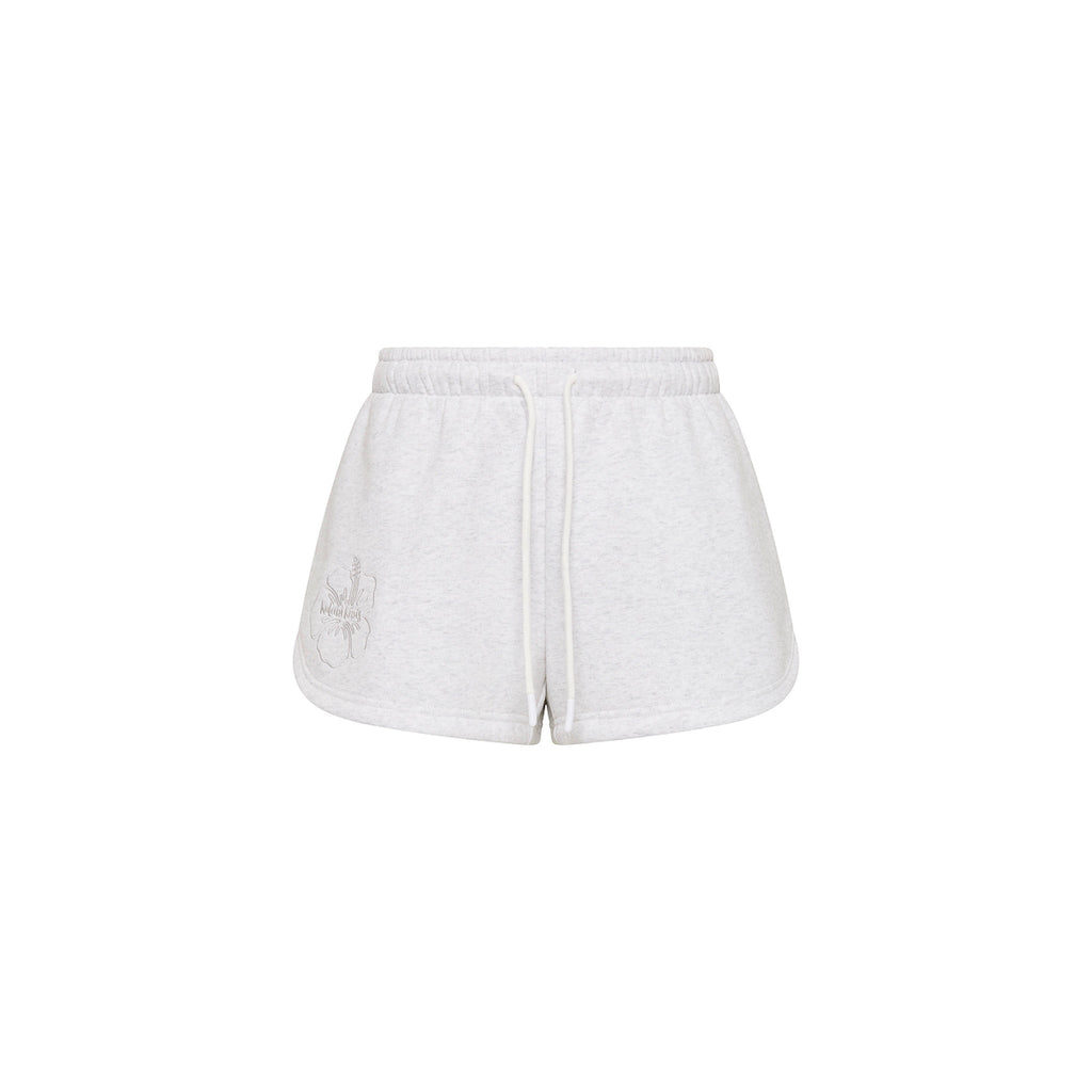 12558: Embroidered Track Shorts - Silver Stone