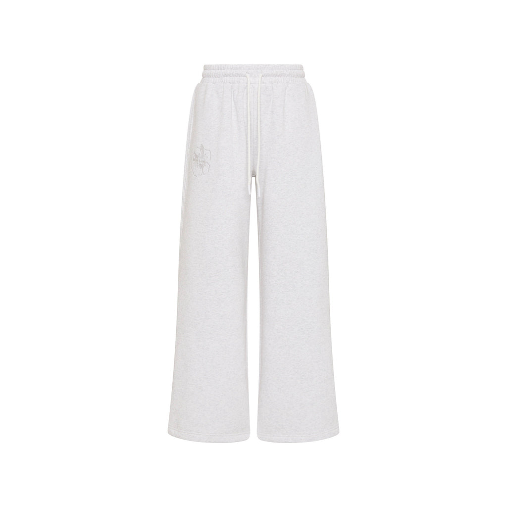12557: Embroidered Track Pants - Silver Stone
