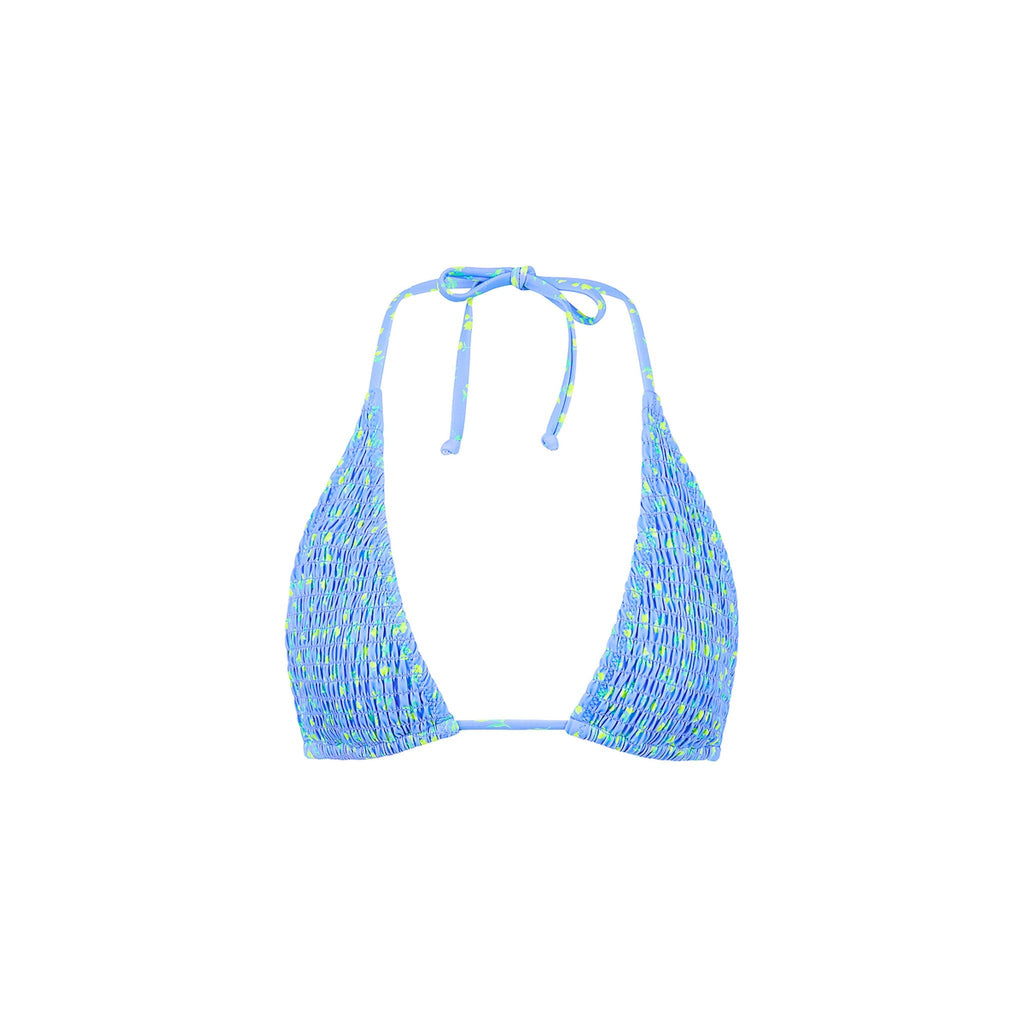 TOP200: Shirred Triangle Bikini Top - Lemon Bloom