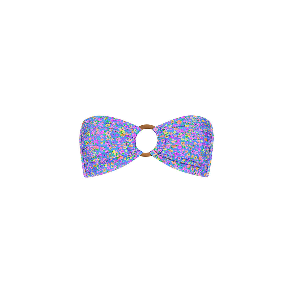 TOP154: Strapless Bandeau Bikini Top - Bubblegum Blossom