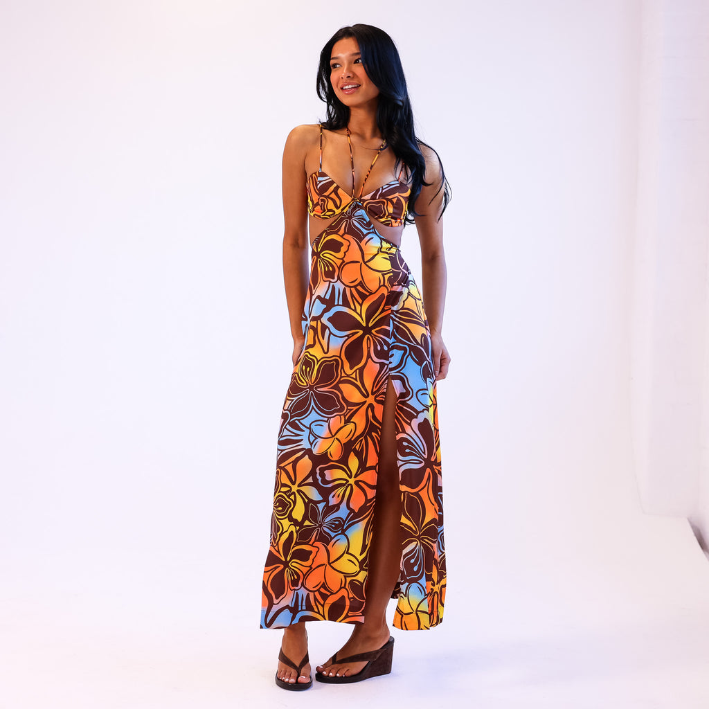 14576: Strappy Cut Out Maxi Dress - Frangipani Fizz