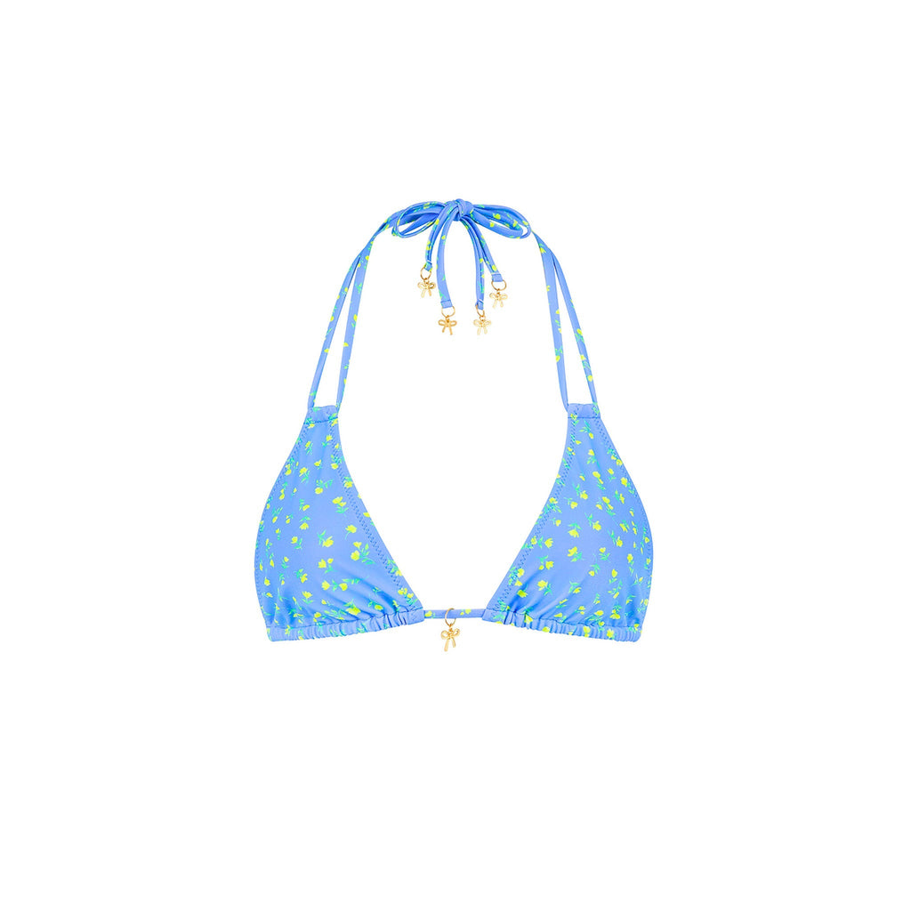 TOP155: Halter Bralette Bikini Top - Lemon Bloom
