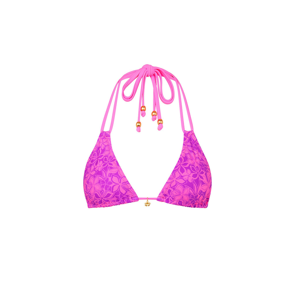 TOP155: Halter Bralette Bikini Top - Bubble Berry