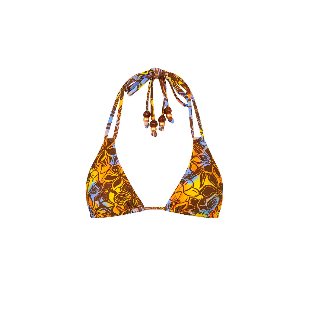 TOP155: Halter Bralette Bikini Top - Frangipani Fizz