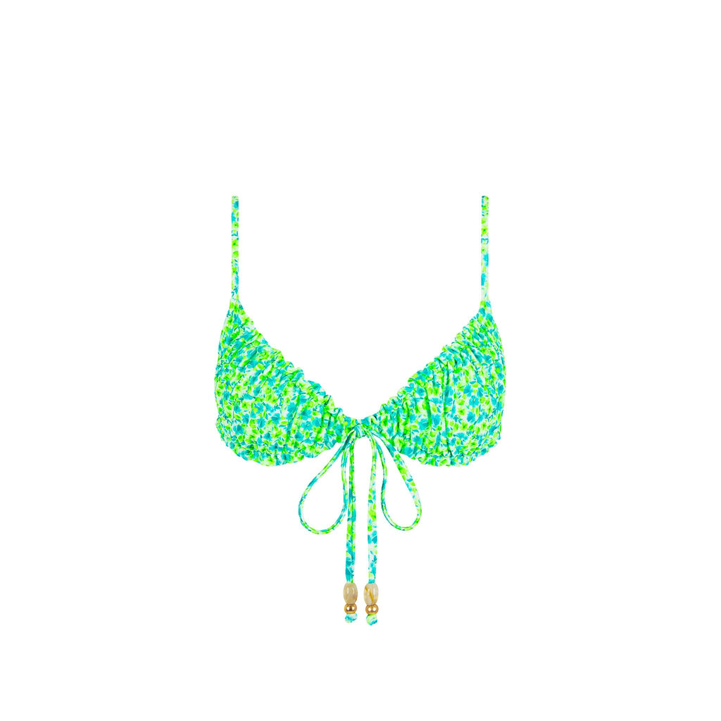 TOP168: Ruched Bow Bralette Bikini Top - Apple Blossom