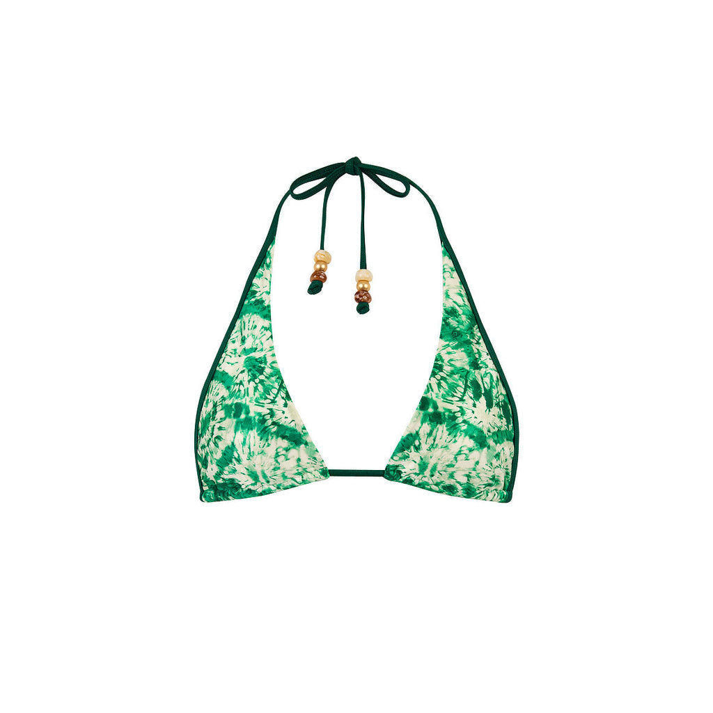 TOP171: Bind Tie Halter Bikini Top - Emerald Tides