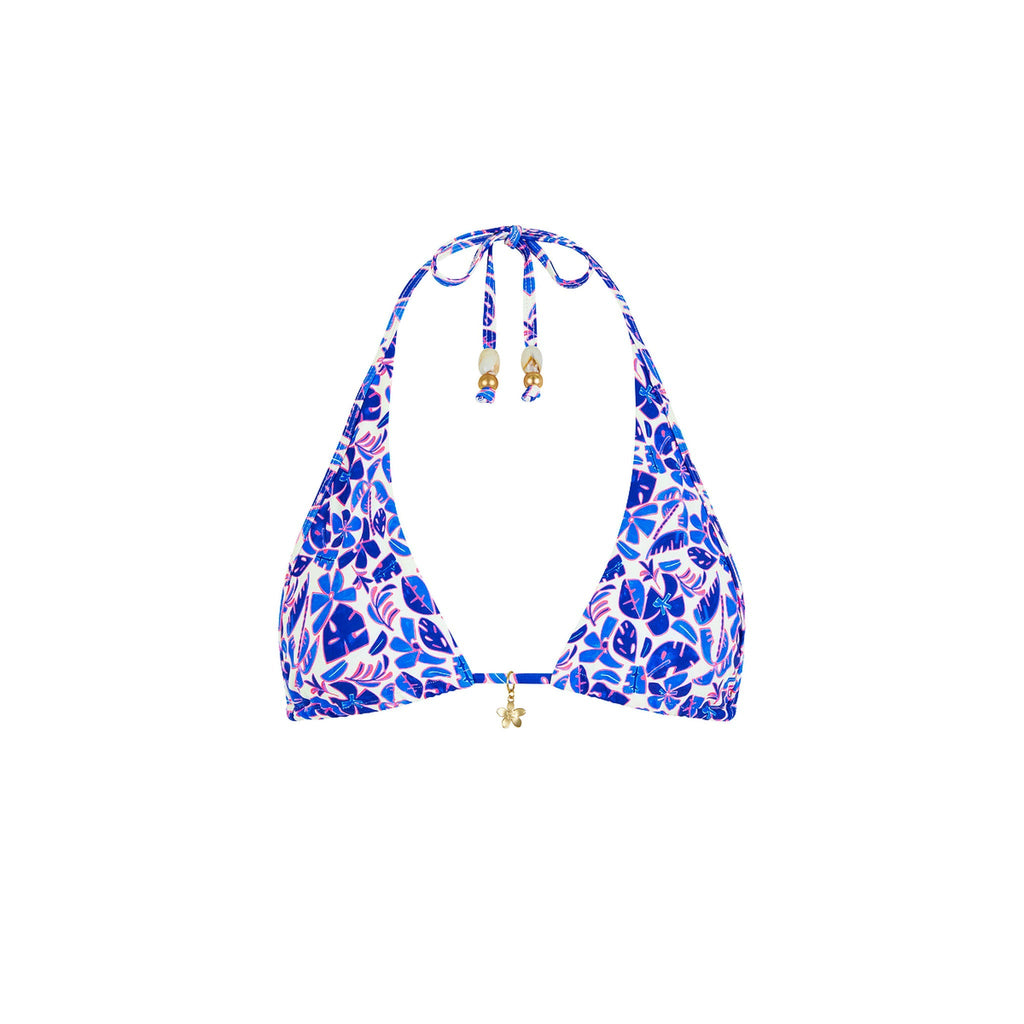 TOP171: Bind Tie Halter Bikini Top - Ocean Colada