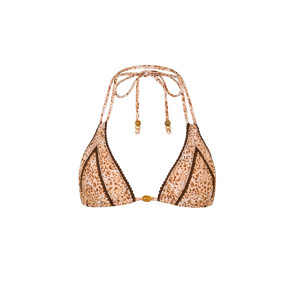 TOP183: Decorative Panel Halter Bikini Top - Wild Skies
