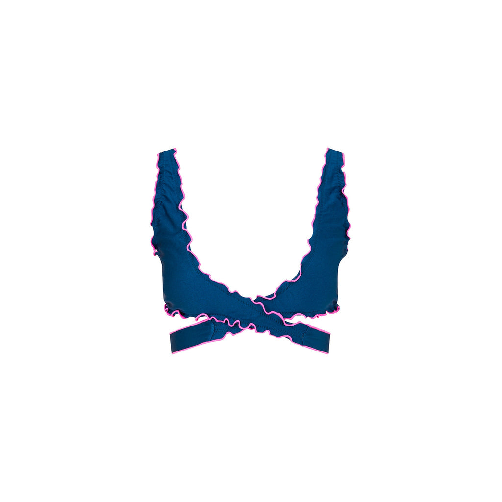 TOP184: Lettuce Edge Wrap Bikini Top - Mystic Moon