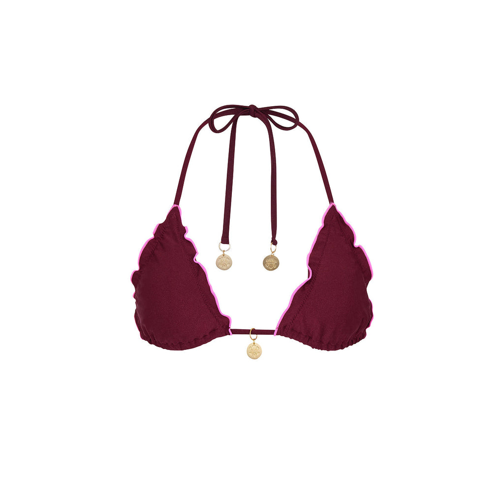 TOP185: Lettuce Edge Bralette Bikini Top - Sangria Spritz