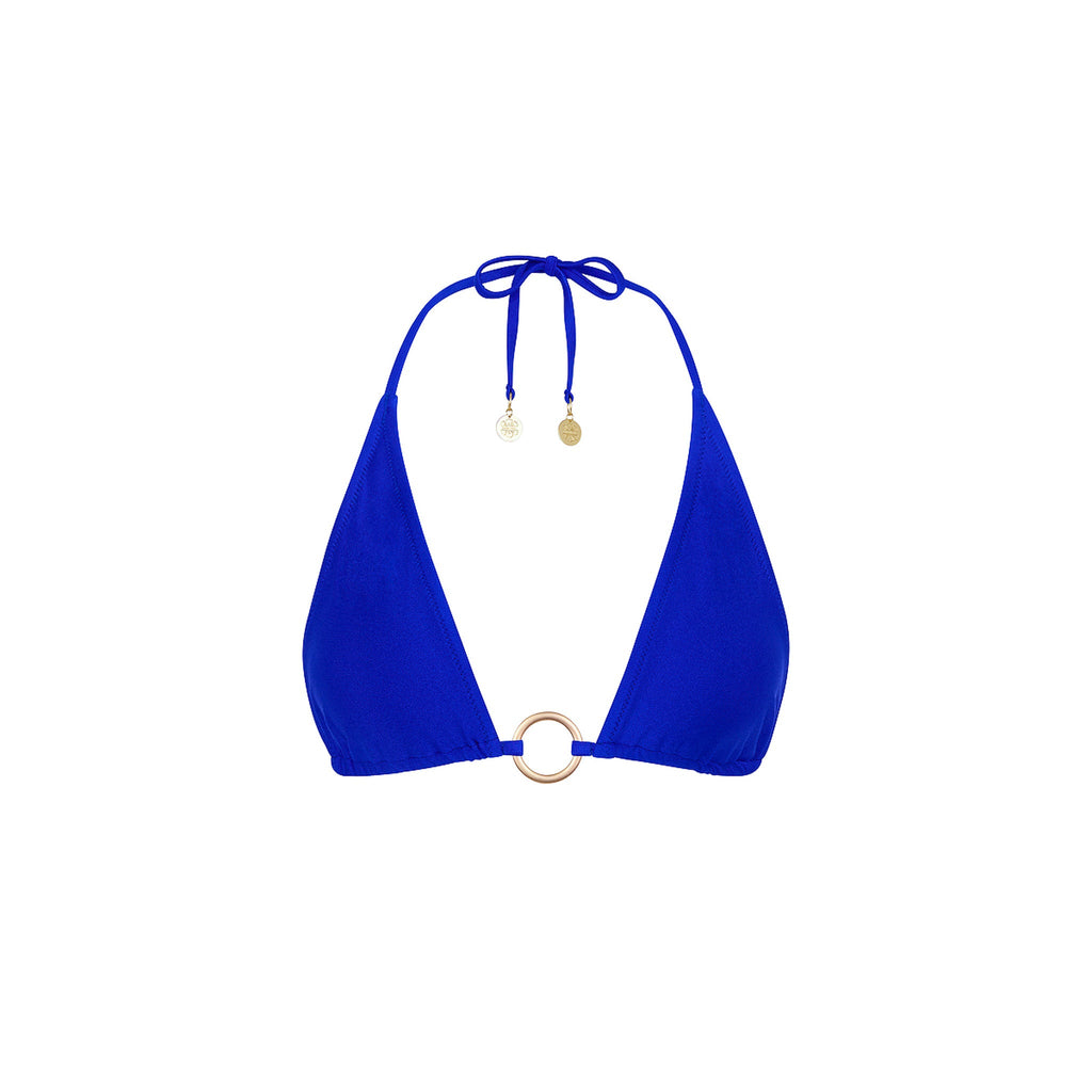 TOP188: Ring Halter Bikini Top - Blue Lagoon