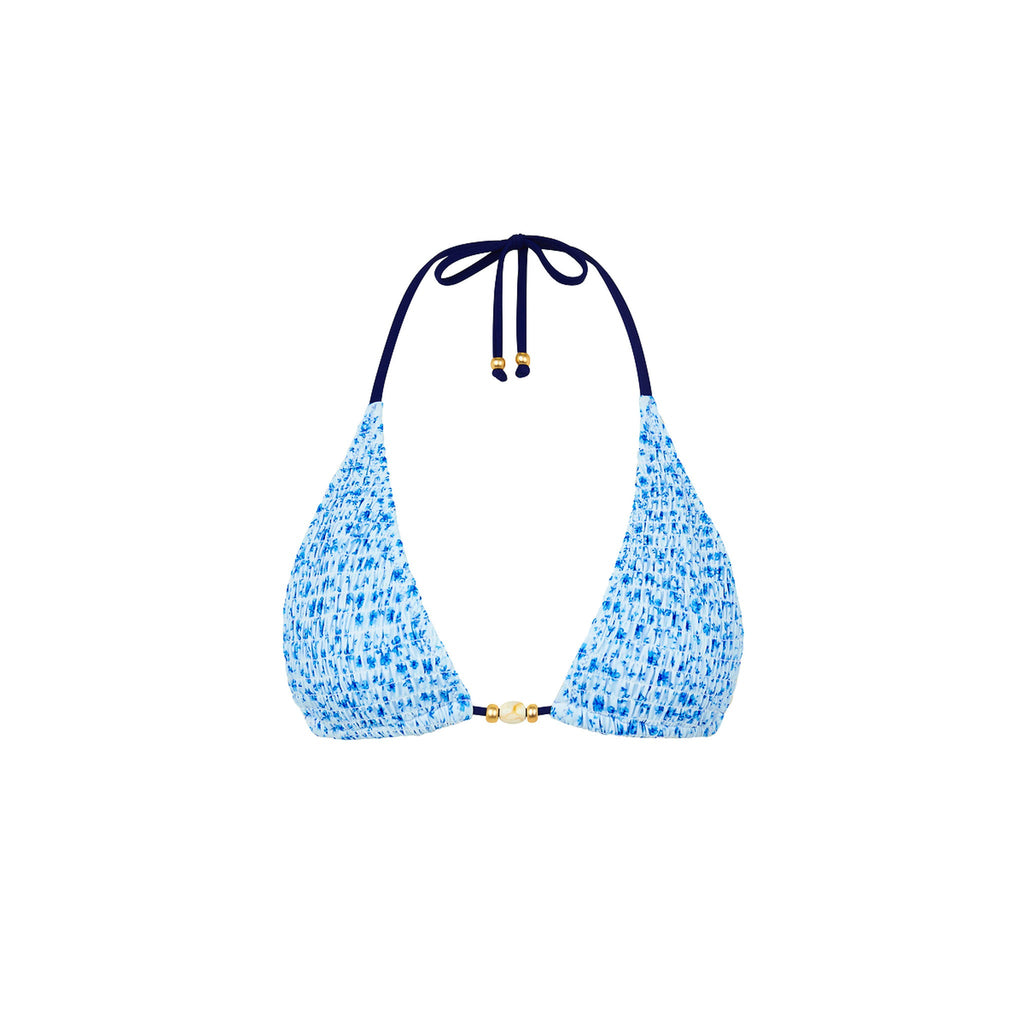 TOP200: Shirred Triangle Bikini Top - Dream Flower