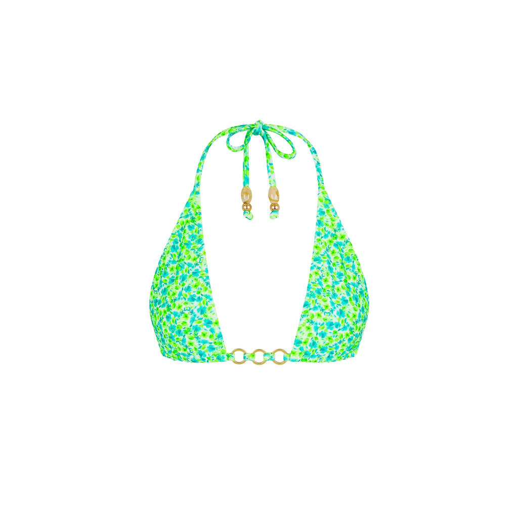 TOP203: Trio Ring Triangle Bikini Top - Apple Blossom