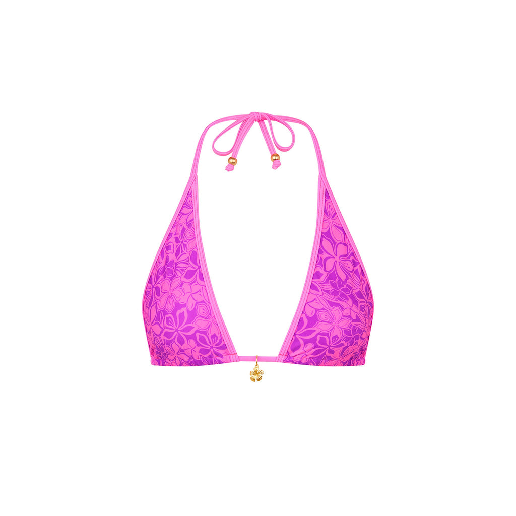 TOP220: Bind Triangle Halter Bikini Top - Bubble Berry