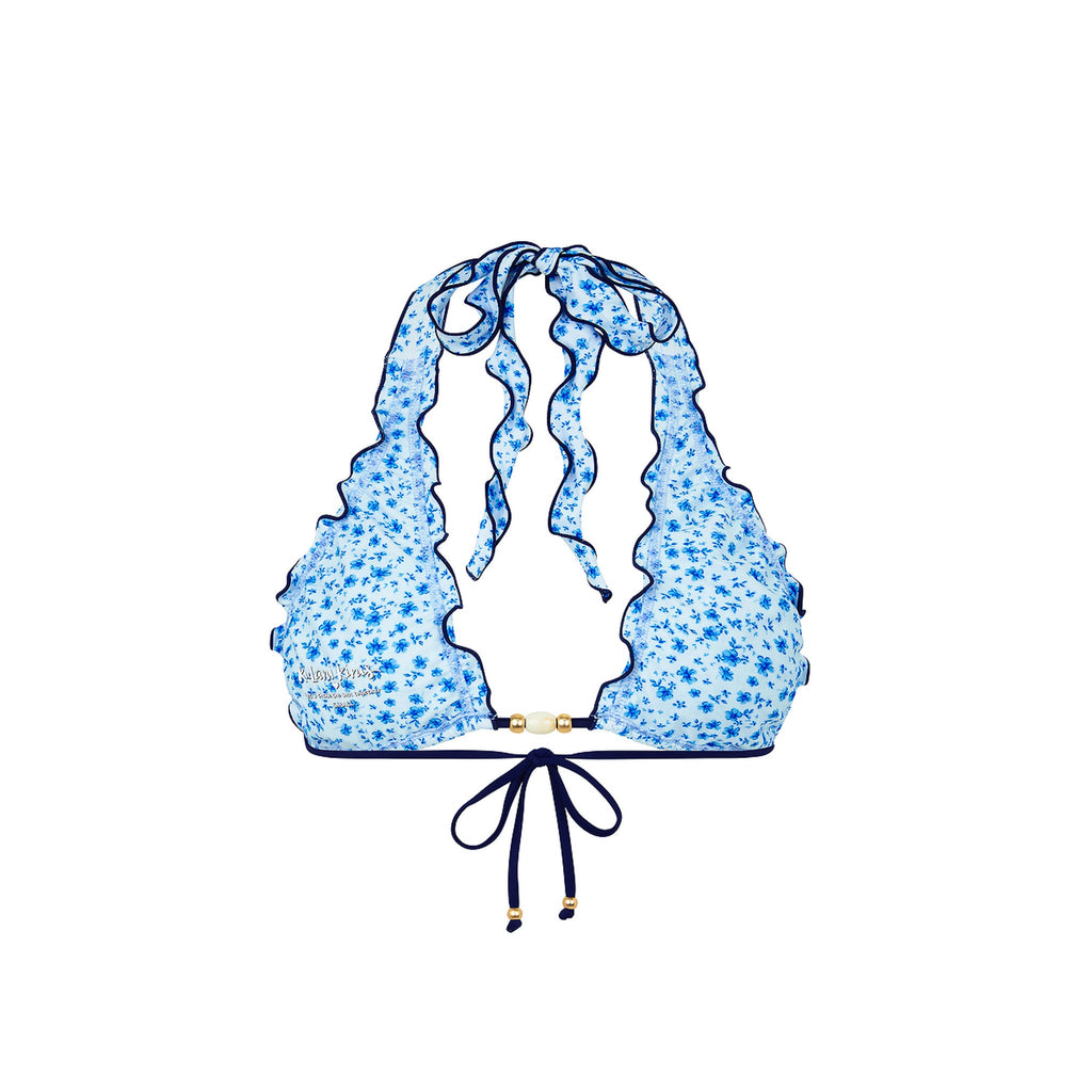 TOP225: Lettuce Edge Halter Bikini Top - Dream Flower