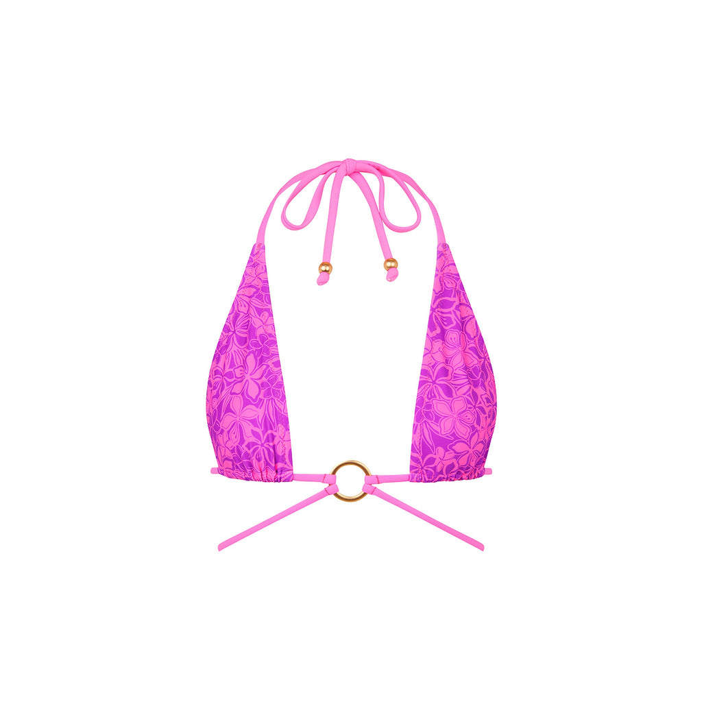 TOP226: Halo Ring Halter Bikini Top - Bubble Berry