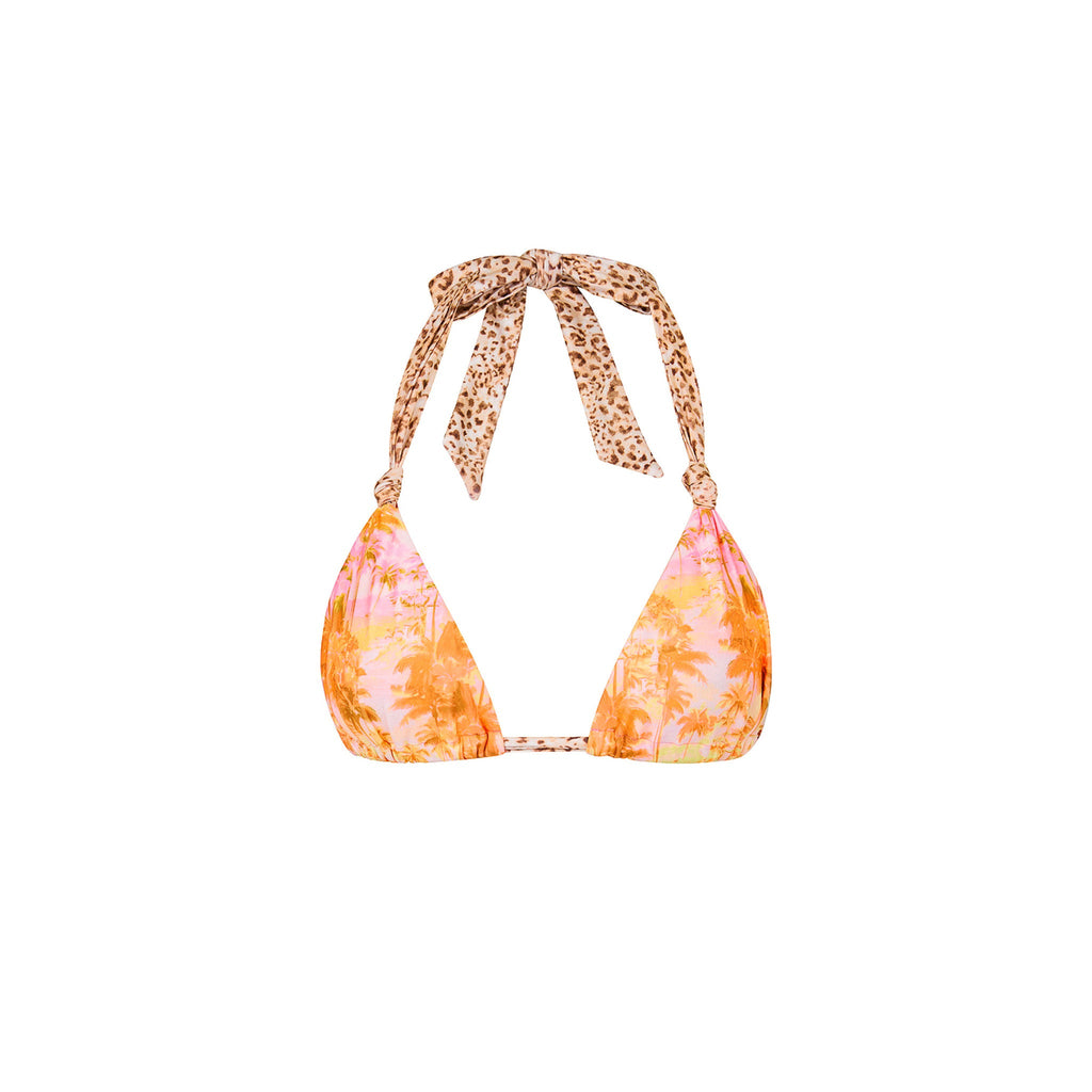 TOP229: Soft Knot Halter Bikini Top - Wild Skies