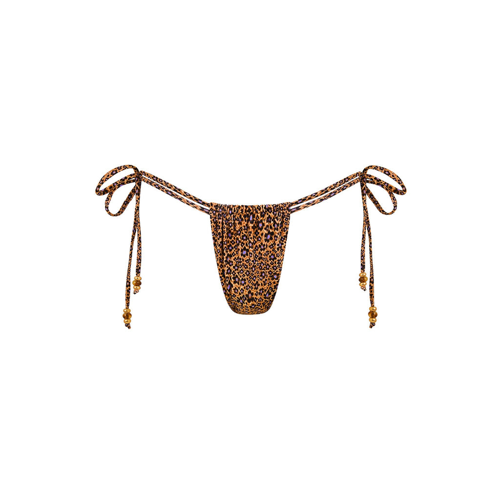 BOT265: Tie Ruched Thong Bikini Bottom - Kosmic Kat