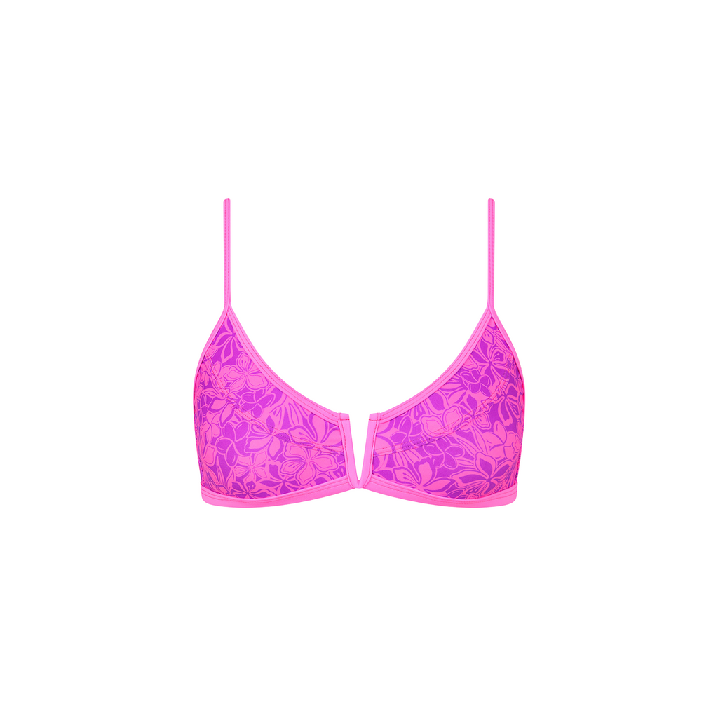 TOP223: Bind Slim V Crop Bikini Top - Bubble Berry