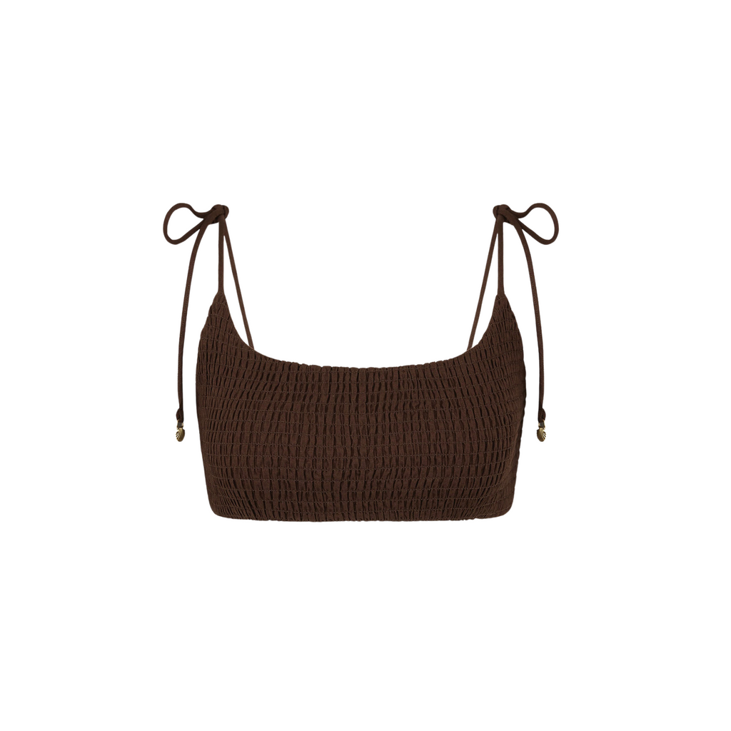 11517: Simple Shirred Tie Crop - Coco