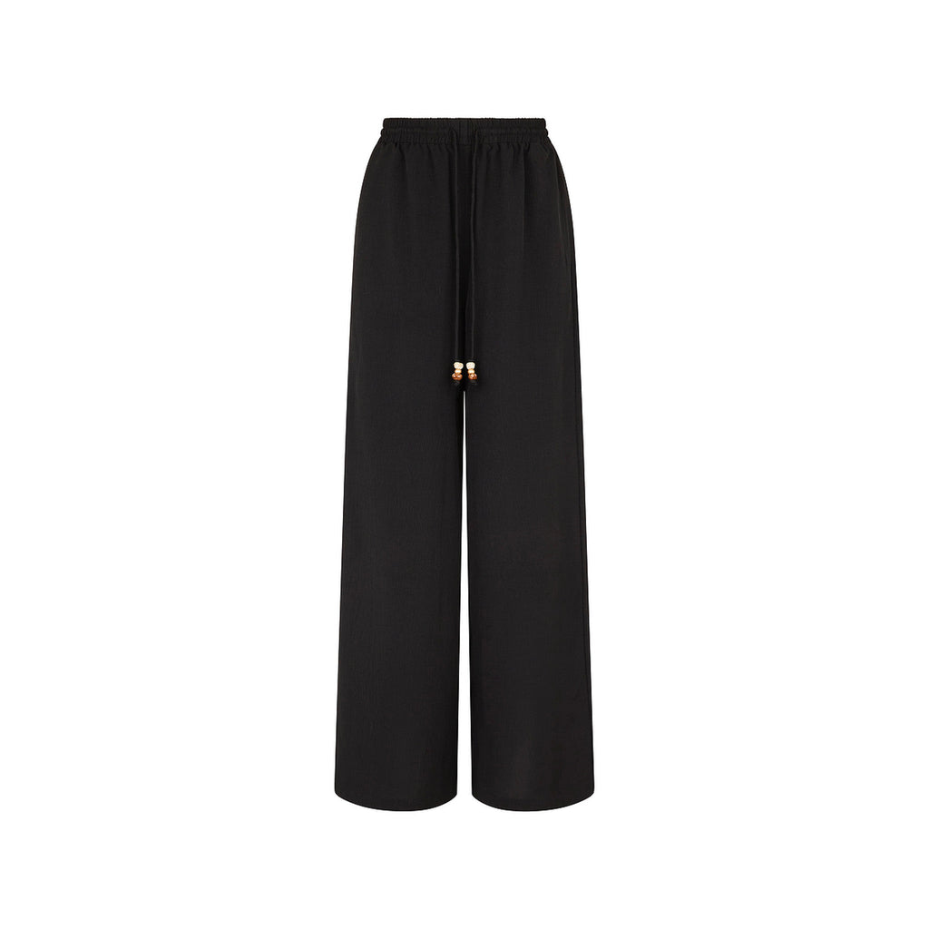 12485: Drawstring Summer Pants - Twilight Black