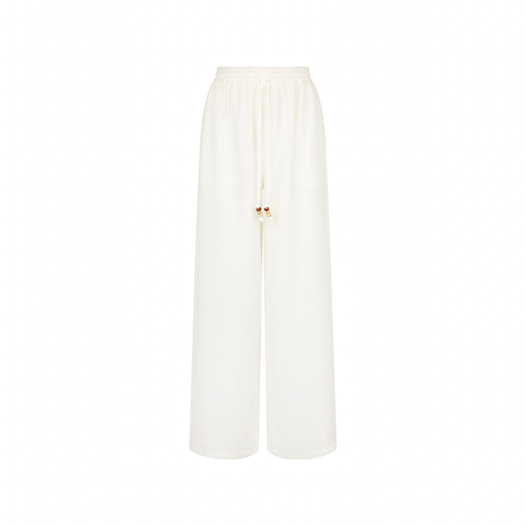 12485: Drawstring Summer Pants - Whipped White