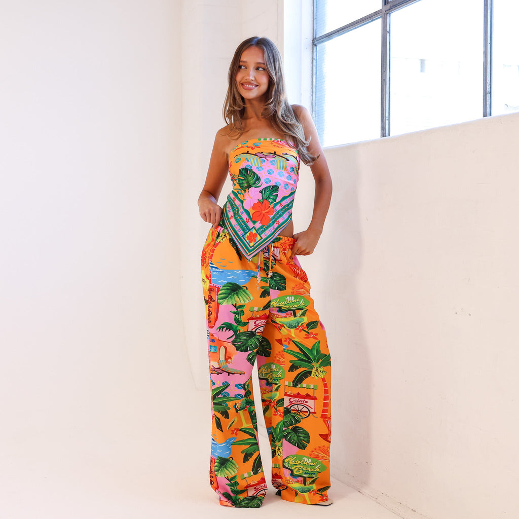 12485: Drawstring Summer Pants - Sunlit Spritz