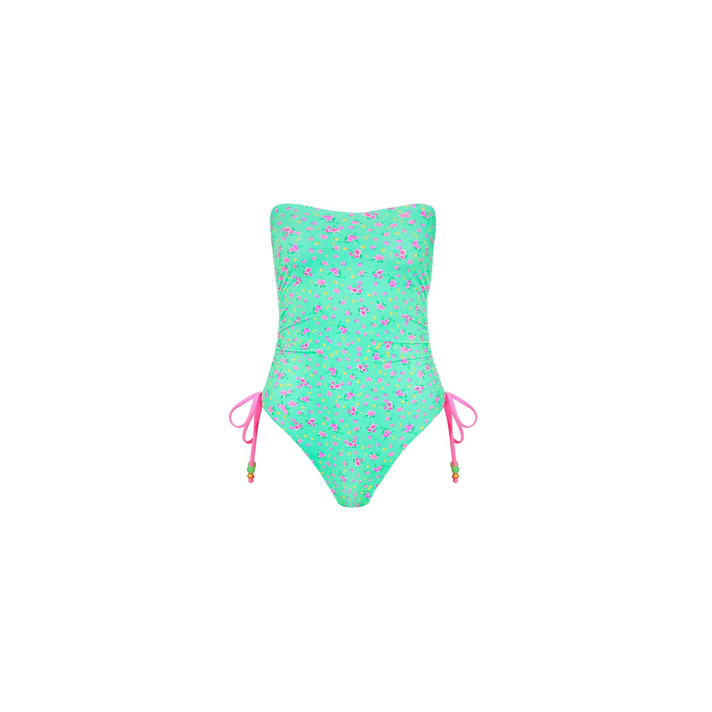 ONE337: Ruched Bandeau Classic Cut One Piece - Mint Macaron