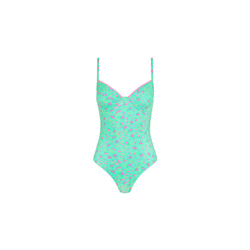 ONE340: Decorative Underwire Cheeky One Piece - Mint Macaron