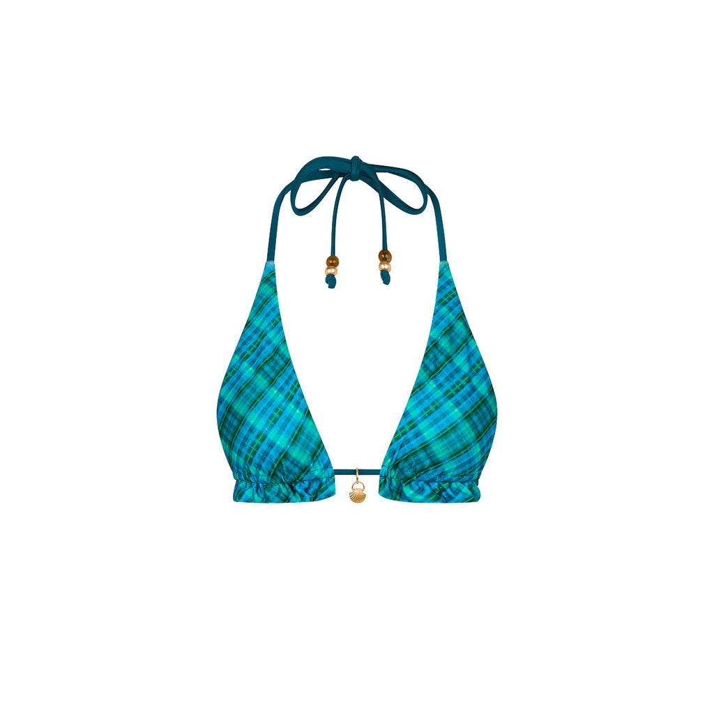 TOP202: Frill Halter Bralette Bikini Top - Tropic Dip