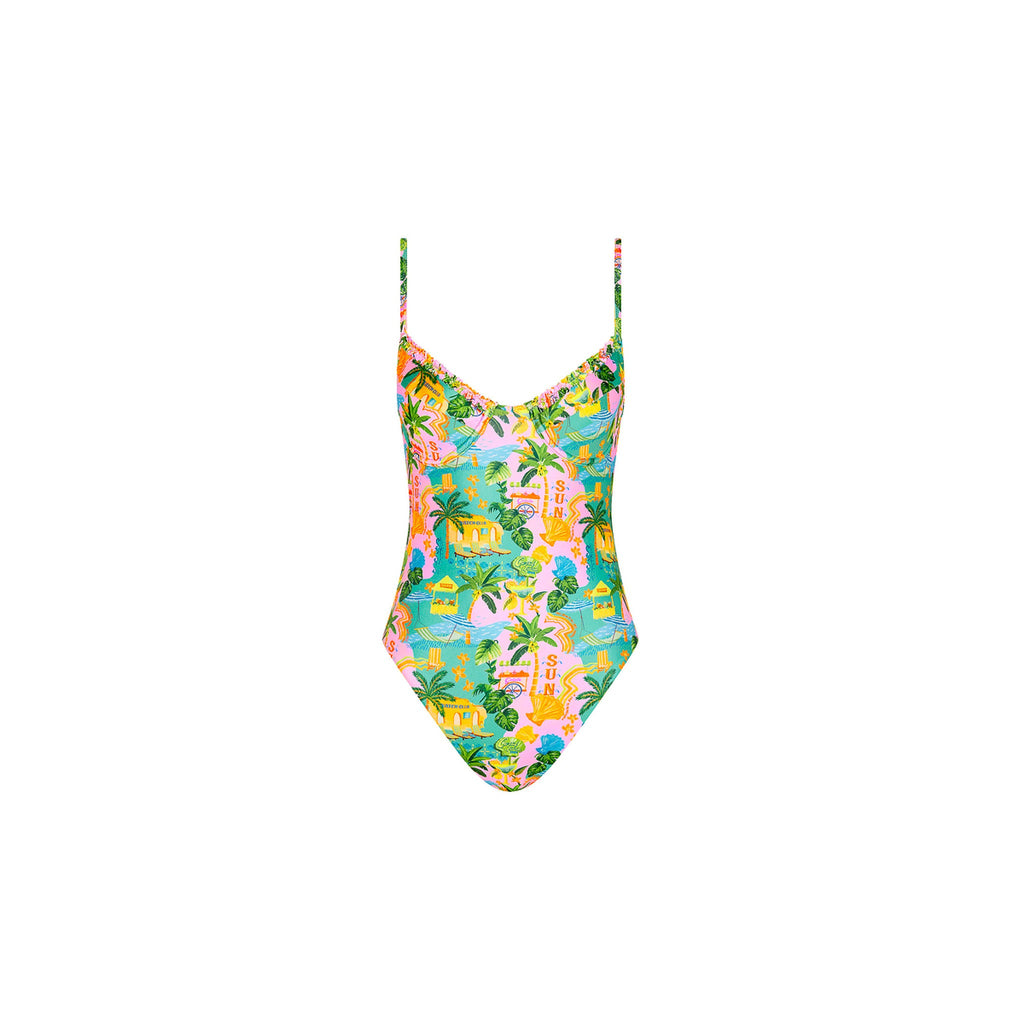 ONE334: Double Ruffle Underwire One Piece - Sunlit Spritz