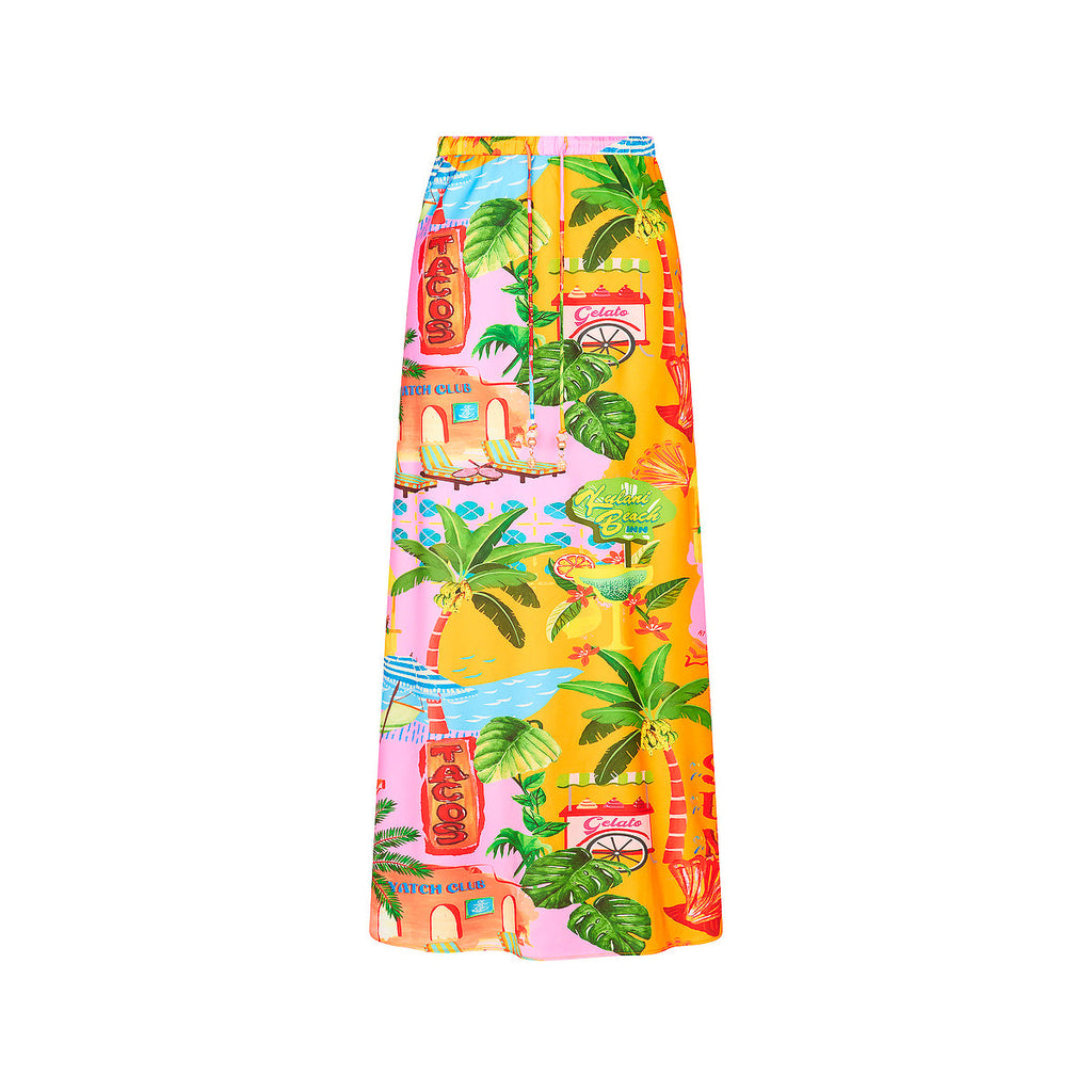 15576: Bias Drawstring Maxi Skirt - Sunlit Spritz