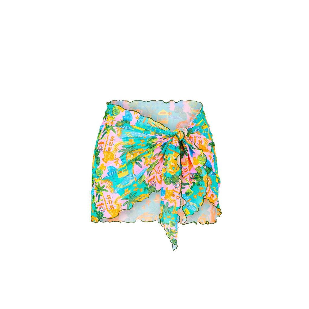 SAR102: Mini Mesh Sarong - Sunlit Spritz