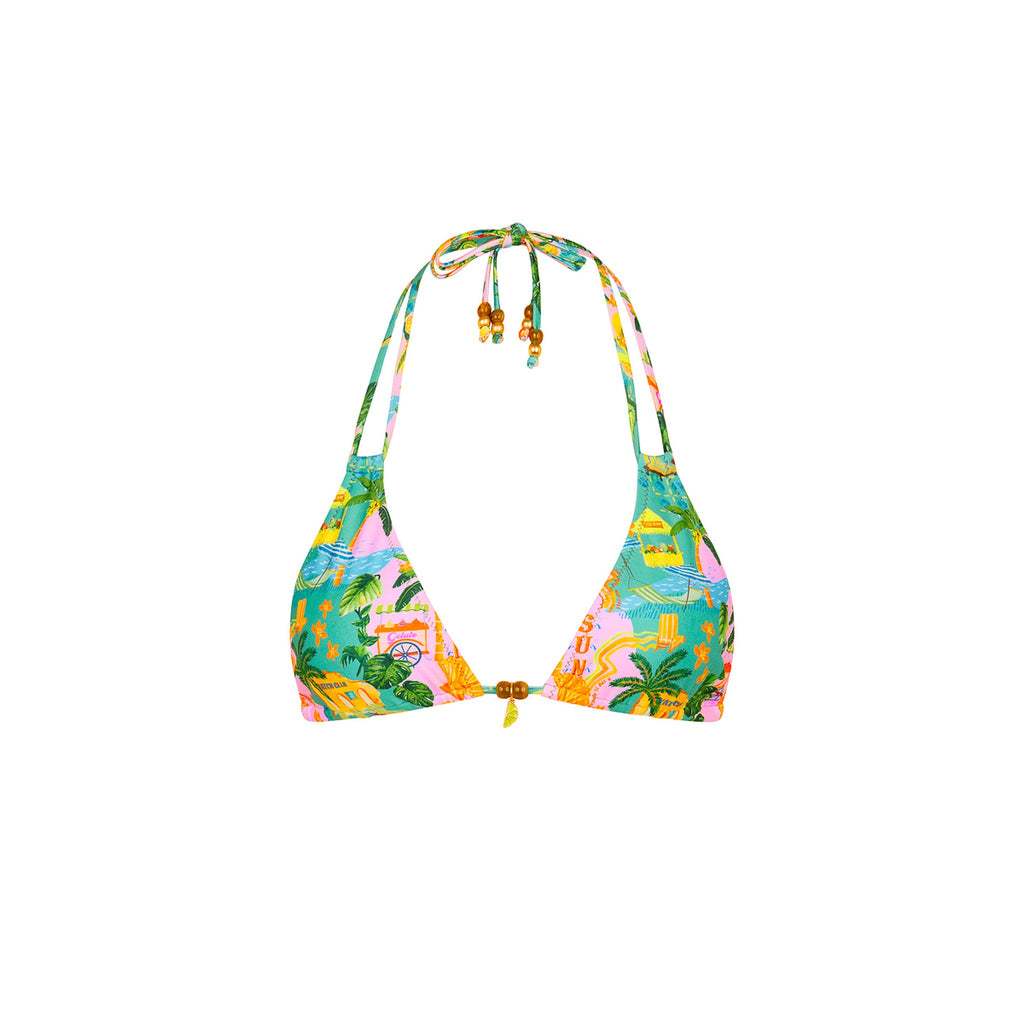 TOP155: Halter Bralette Bikini Top - Sunlit Spritz