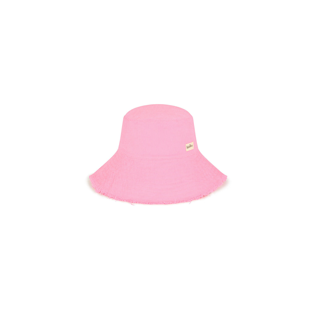 17587: Frayed Corduroy Bucket Hat - Pink Lemonade