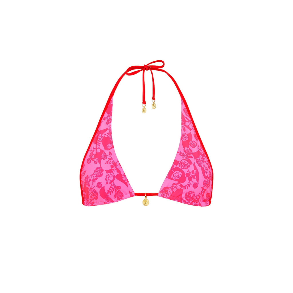 TOP171: Bind Tie Halter Bikini Top - Hearts Collide
