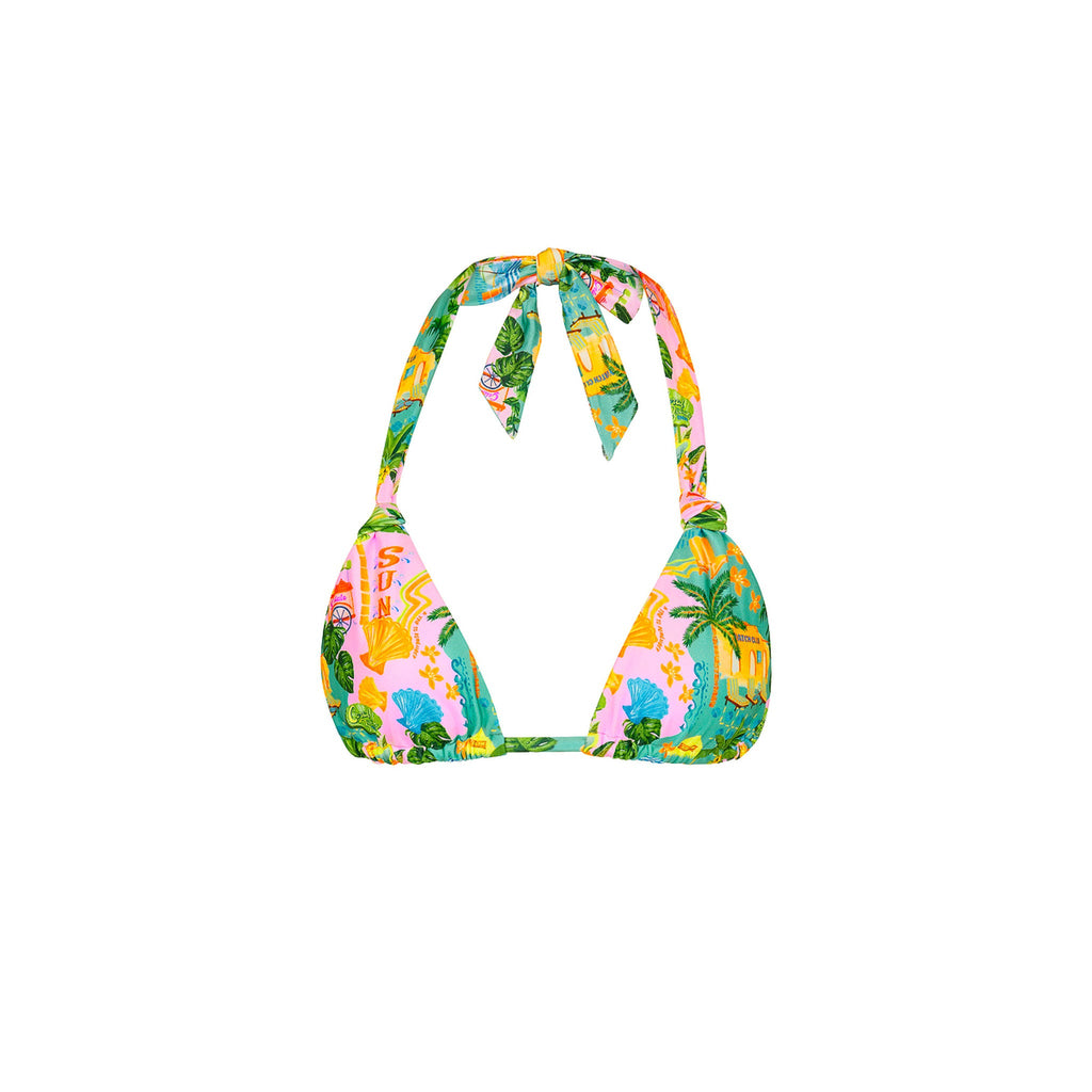 TOP229: Soft Knot Halter Bikini Top - Sunlit Spritz