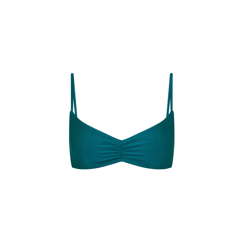 TOP210: Gathered Mini Crop Bikini Top - Laguna Haze