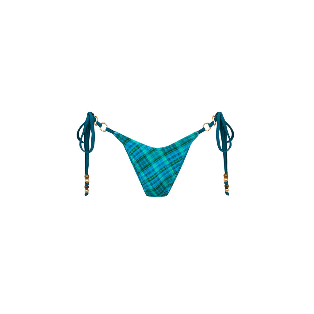 BOT274: Trio Ring Cheeky Tie Bikini Bottom - Tropic Dip
