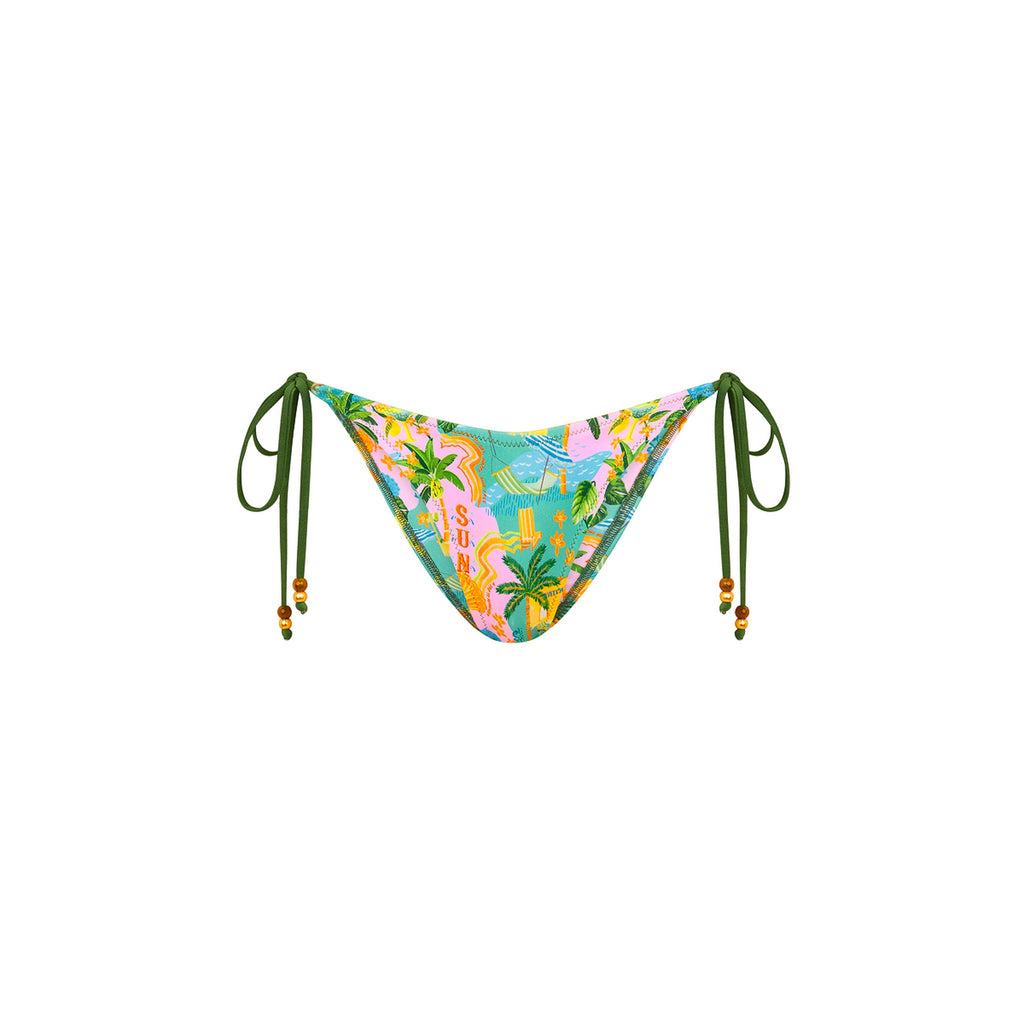 BOT263: Dipped Cheeky Tie Bikini Bottom - Sunlit Spritz